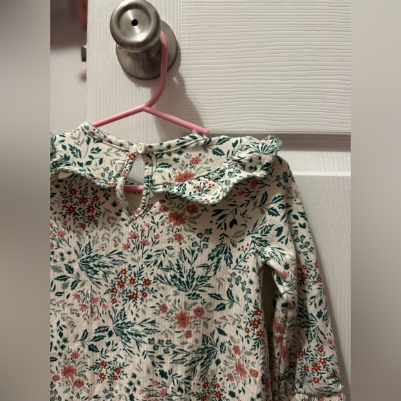 Wonder Nation Floral Fall Baby Romper with Ruffle Collar - Picture 6 of 7